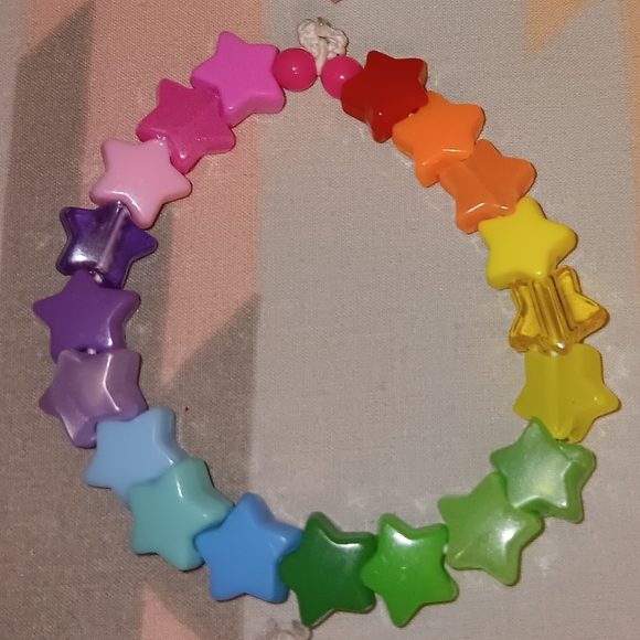 RAINBOW 🌈 COLORFUL BARBIE BEADED STARS KAWAII RAVE BRACELET SET - Picture 14 of 16